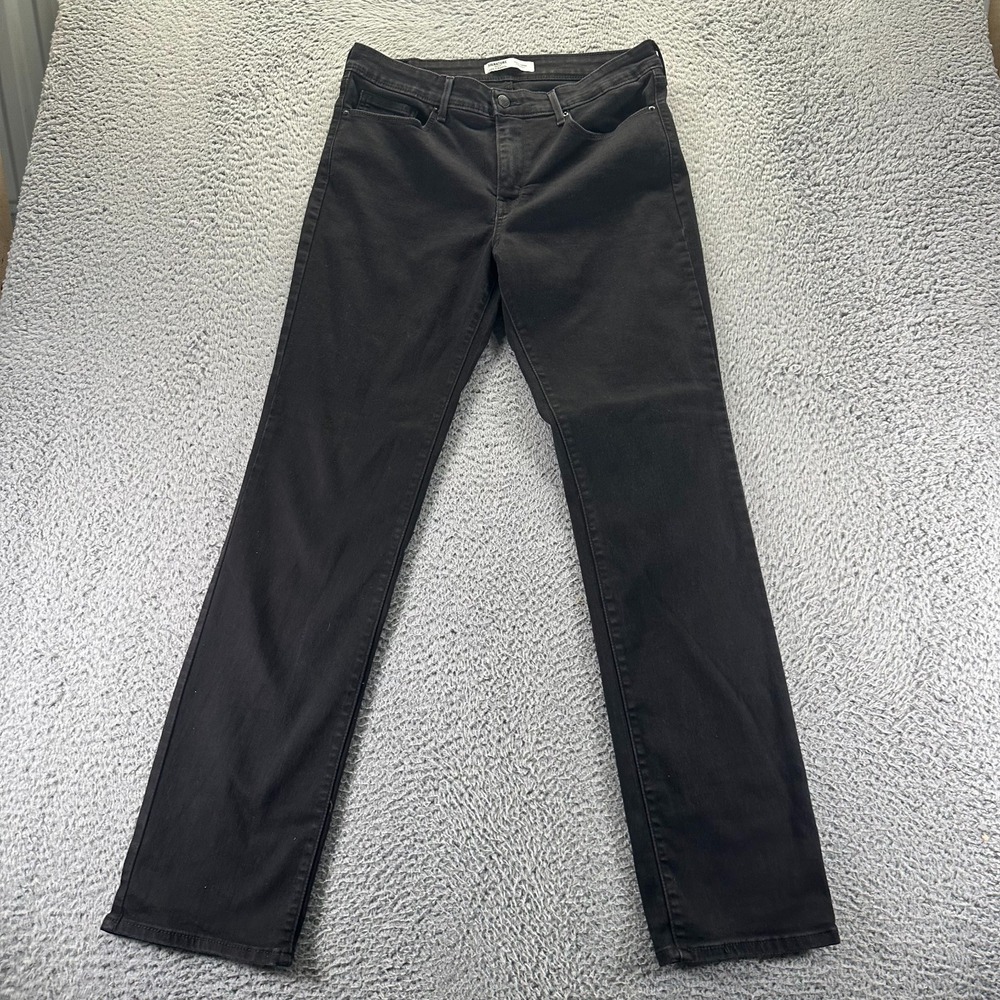 Signature by Levi Strauss Jeans Women 12 Black Cotton Denim Straight Leg Stretch
